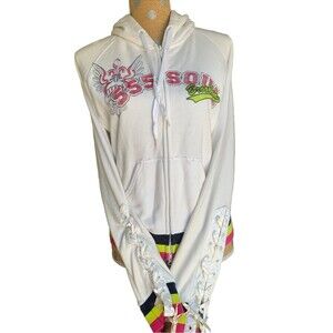 VtG Grail Y2K TRIPLE FIVE SOUL Hoodie Women S/M Embroidered Lace up Sleeves